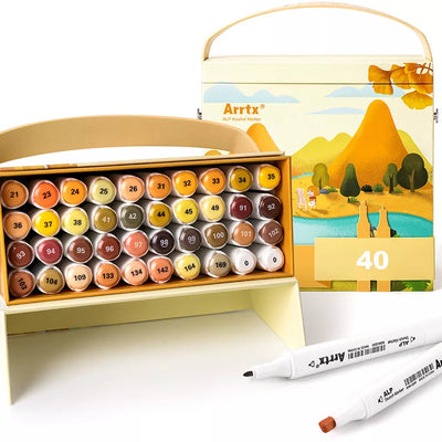 Dvipusiai markeriai - flomasteriai ARRTX Alp, 40 spalvų, geltono atspalvio